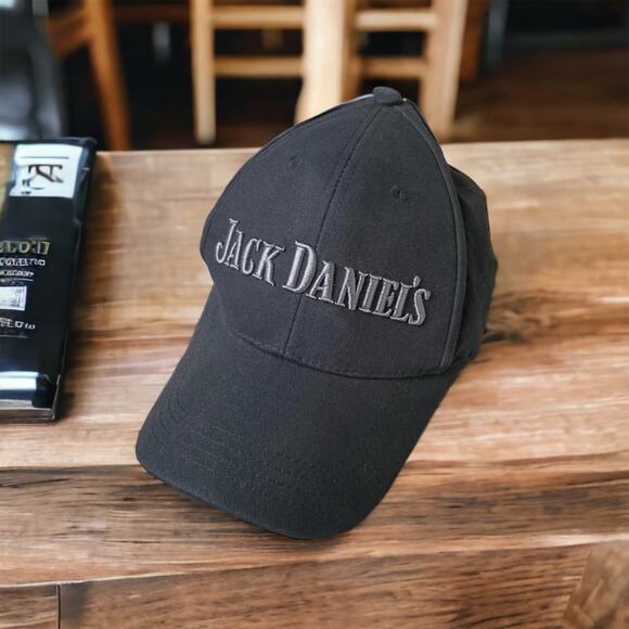 Jack Daniels Baseball Cap Hat Black Embroidered OS 100% Cotton Adjustable Strap - Picture 1 of 8